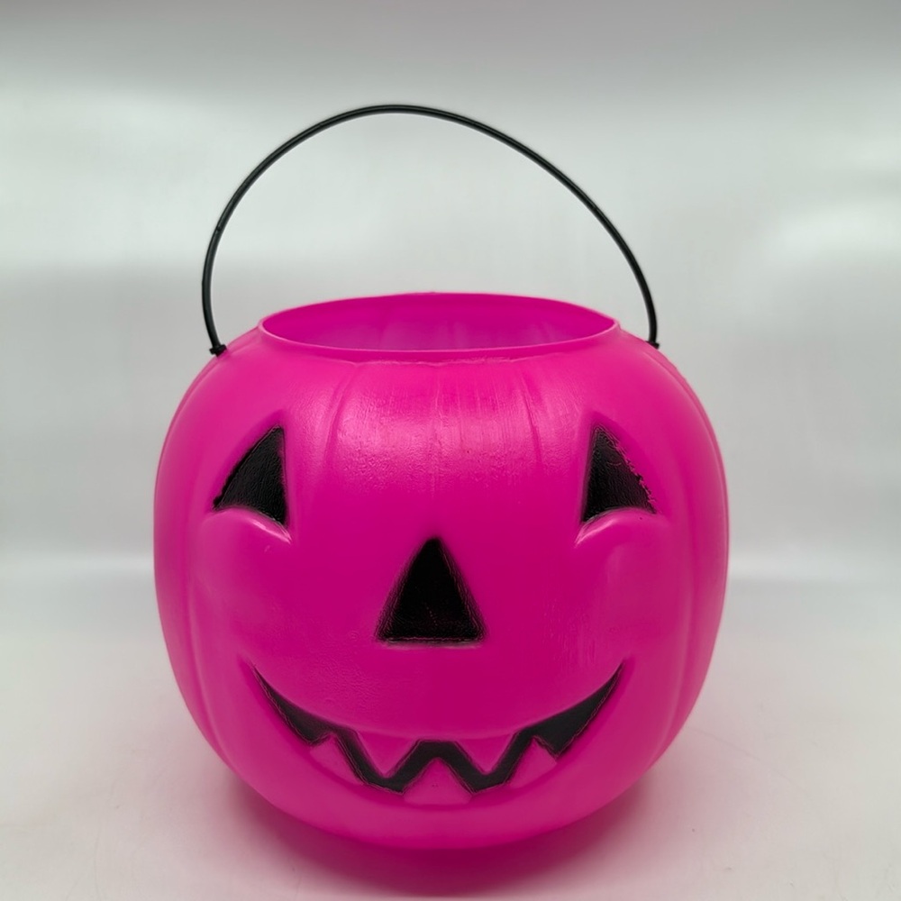 Vintage Halloween Blow Mold Bucket Pumpkin Jack O Lantern Trick or Treat Pail